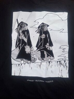 Black Graphic Tee with Small Center Logo